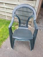 Groene plastic tuinstoelen (4), Jardin & Terrasse, Chaises de jardin, Enlèvement, Utilisé, Plastique, Empilable