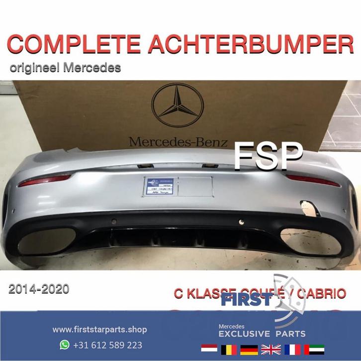 W205 CABRIO COUPÉ AMG ACHTERBUMPER COMPLEET ZILVER GRIJS ORI, Auto-onderdelen, Carrosserie, Bumper, Mercedes-Benz, Achter, Gebruikt