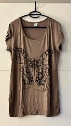 MS Mode taupekleurige T-shirt met vlinder, Kleding | Dames, T-shirts, Beige, Maat 42/44 (L), Ophalen of Verzenden, Zo goed als nieuw