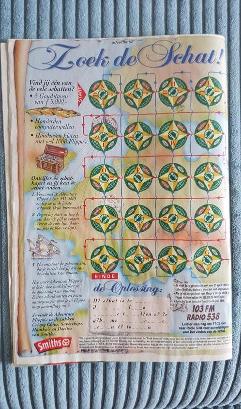 Adventure Flippo`s advertentie Zoek de Schat!, schatkaart 1, Verzamelen, Flippo's, Overige typen, Adventure, Verzenden