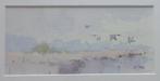 AD MAAS / VLIEGENDE EENDEN / ORIGINEEL / 23x34cm / KADER SIG, Ophalen of Verzenden