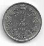 Belgique : 5 francs ou 1 belga 1934 FR (A-battle) - le plus, Envoi, Monnaie en vrac