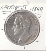 5 FR 1849 GELAUWERD LEOPOLD 1, Ophalen of Verzenden, Zilver