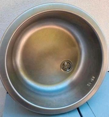 Superbe évier Inox rond en acier inoxydable avec crépine, Enlèvement, Comme neuf