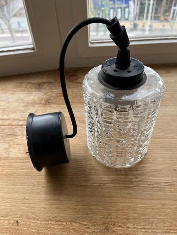 Lampe suspendue en verre vintage, Moins de 50 cm, Enlèvement ou Envoi, Vintage sixties, Utilisé