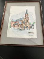 Pentekening kerk Knesselare, Antiek en Kunst, Kunst | Tekeningen en Fotografie, Ophalen