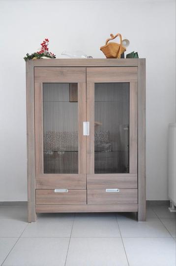 Moderne glazen vitrine te koop, Huis en Inrichting, Kasten | Vitrinekasten, Ophalen, Zo goed als nieuw, Glas, Met deur(en)