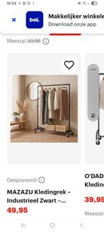 Zwart kledingrek op wielen, Ophalen, Met wielen, Zo goed als nieuw