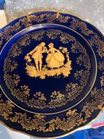 Bord in limonges blauwe kleur met gouden rand, Ophalen