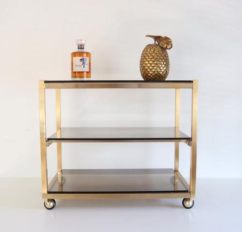 Vintage bijzettafel Hollywood Regency / Stereo tafel messing, Antiek en Kunst, Antiek | Meubels | Tafels, Ophalen