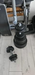 gewichten, fitnessbank en halters, Sport en Fitness, Fitnessmaterialen, Ophalen, Gebruikt, Rug, Fitnessbank