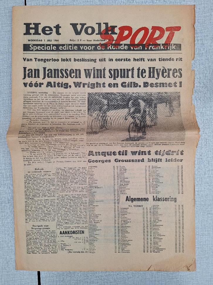 Sleen Buth Tour - Het Volk Sport 1/7/1964, Verzamelen, Stripfiguren, Gebruikt, Overige typen, Overige figuren, Ophalen of Verzenden