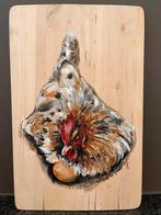 Schilderij kip op hout Mk Art, Antiek en Kunst, Ophalen of Verzenden