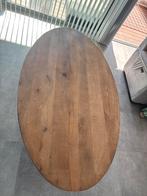 Eettafel uit teakhout en stalen poot, Huis en Inrichting, Tafels | Eettafels, Ophalen, Koloniaal, Teakhout, 50 tot 100 cm