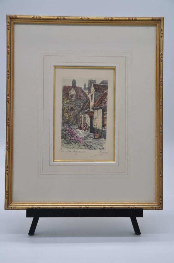 kleurlitho - role - 36*30 - godshuizen - klooster - kantklos, Antiek en Kunst, Kunst | Litho's en Zeefdrukken, Ophalen of Verzenden