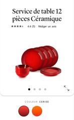 Le Creuset serviesgoed met rode borden, Huis en Inrichting, Keuken | Servies, Ophalen of Verzenden, Nieuw