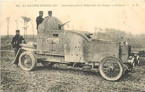 WW I  - 1918 Authentic PC Belgian Machine Gun Car in fields, Collections, Cartes postales | Thème, Affranchie, Politique et Histoire