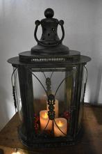 lantaarn kaarslamp klein en zeer groot bol glas verzinkt, Antiek en Kunst, Ophalen of Verzenden