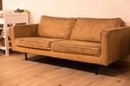 Oker suede 3-zit sofa/zetel, 150 tot 200 cm, Rechte bank, Gebruikt, Metaal