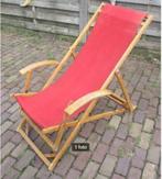 Chaise ajustable Prima Retro en bois et tissu, Jardin & Terrasse, Chaises longues, Enlèvement ou Envoi, Comme neuf, Bois, Pliant