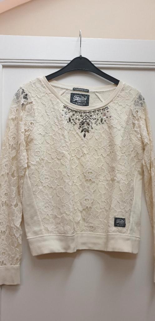 SuperDry sweatshirt - Maat L, Kleding | Dames, Truien en Vesten, Zo goed als nieuw, Maat 42/44 (L), Wit, Ophalen of Verzenden