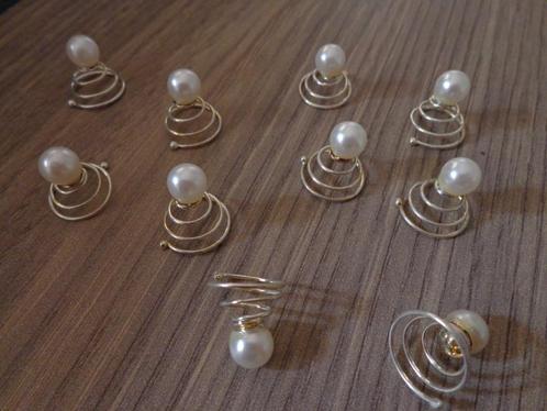 épingles à cheveux en spirale - perles nacrées blanches (10), Handtassen en Accessoires, Uiterlijk | Haarverzorging, Nieuw, Haarspeld