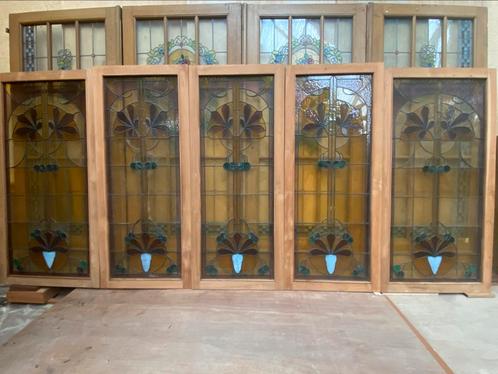 Glasramen DeCoene Frères Courtrai 9 stuks, Antiek en Kunst, Antiek | Glaswerk en Kristal, Ophalen