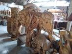 éléphant en bois de teck 150 cm pièce unique, Ophalen