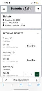 Paridise City Festival - Vrijdag ticket GEZOCHT, Tickets en Kaartjes