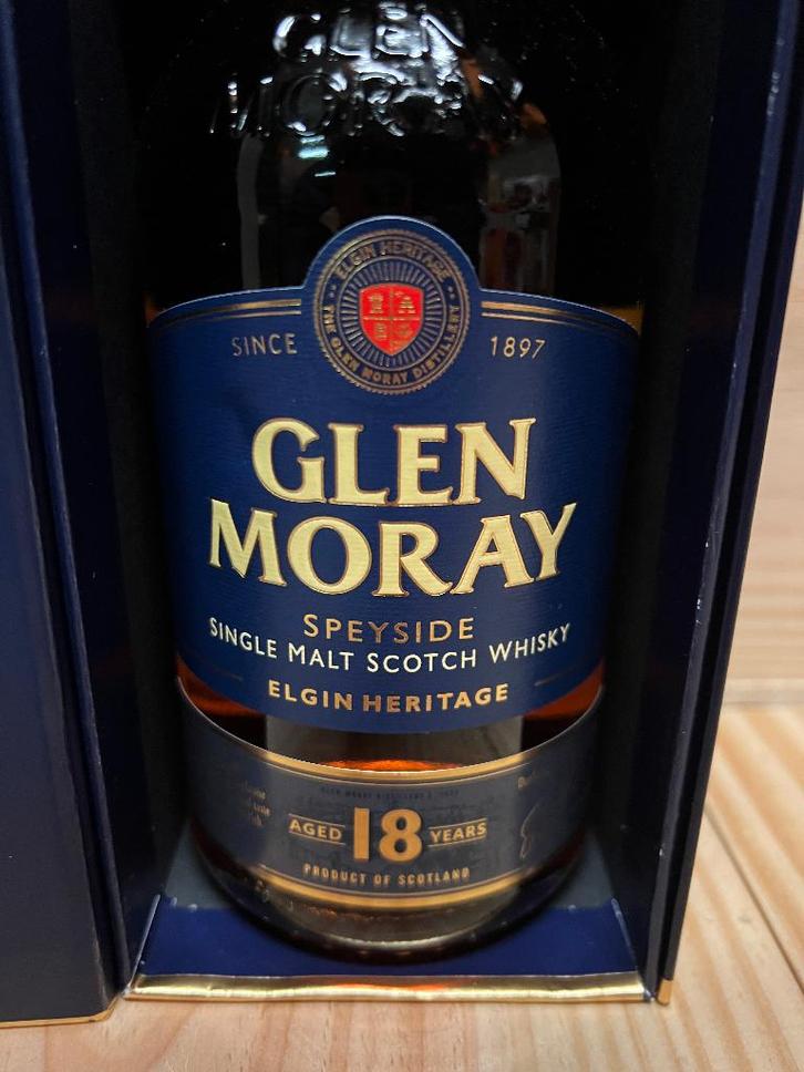 Glen Moray 18 years old Speyside Single Malt Whisky, Verzamelen, Wijnen, Nieuw, Overige typen, Vol, Verzenden