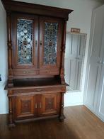 antieke buffet kast met glas in lood., Antiek en Kunst, Ophalen