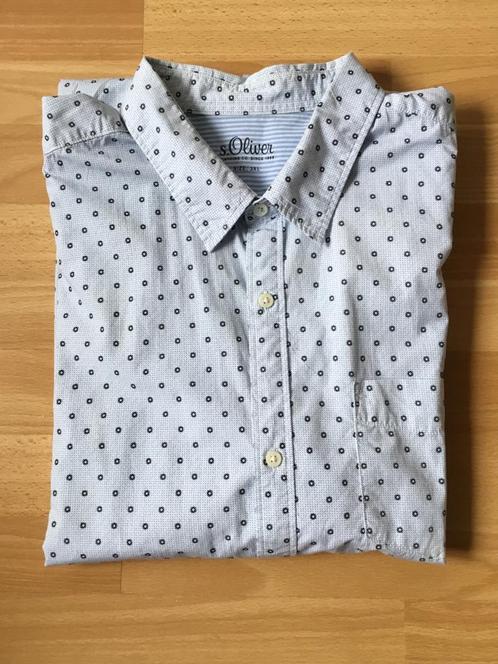 Lichtblauw met print herenhemd,S’Oliver., Kleding | Heren, Overhemden, Zo goed als nieuw, Overige halswijdtes, Blauw, Ophalen of Verzenden