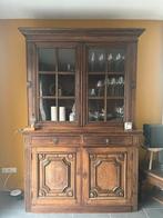 Oude houten buffetkast met vitrinedeel, 150 à 200 cm, Enlèvement, Utilisé, 200 cm ou plus