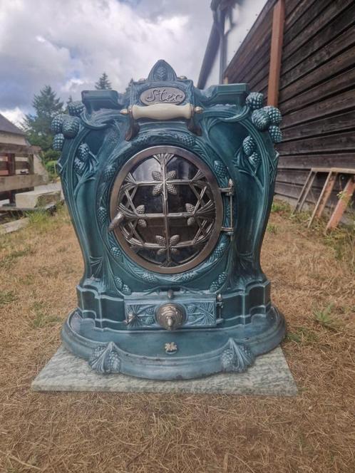 Ancien poele à bois émaillé vintage, Huis en Inrichting, Kachels, Zo goed als nieuw, Houtkachel, Hout, Ophalen of Verzenden