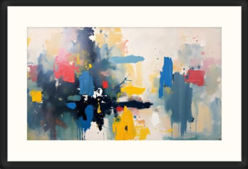 Prachtig abstract ingelijst met galerielijst en passepartout, Antiek en Kunst, Kunst | Schilderijen | Abstract, Verzenden