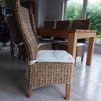 6 rieten stoelen met kussen, Ophalen, Riet of Rotan, Bruin, Zo goed als nieuw