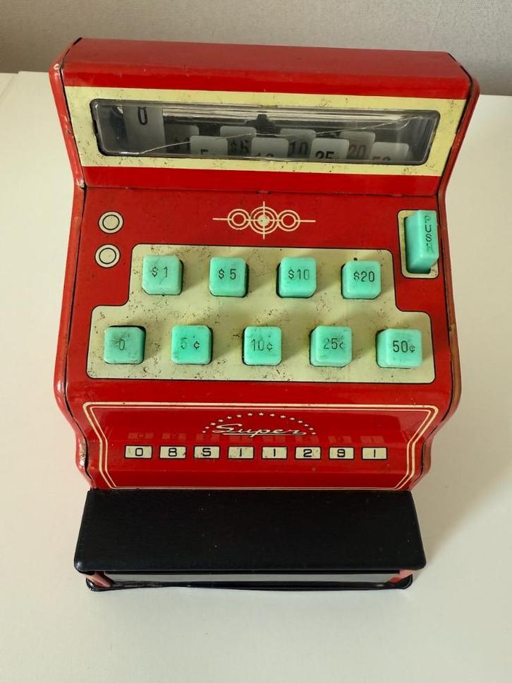 Rare caisse enregistreuse en étain Asahi Toy Co (ATC) 60s, Antiquités & Art, Antiquités | Jouets, Enlèvement ou Envoi