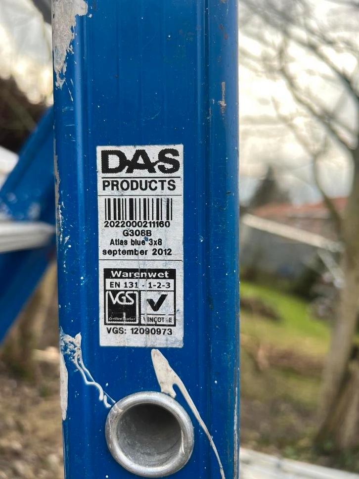 Schuifladder drie traps 5,70 m, Doe-het-zelf en Bouw, Ladders en Trappen, Zo goed als nieuw, Ladder, 4 meter of meer, Opvouwbaar of Inschuifbaar