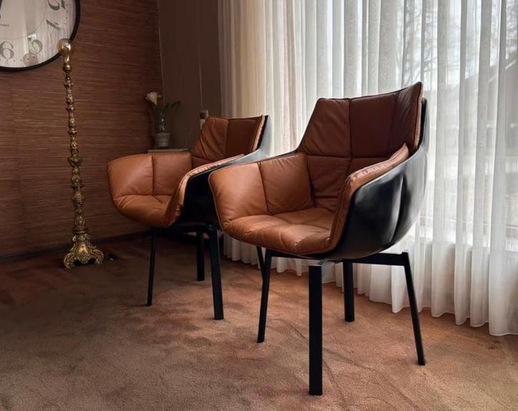 B&B Italia Husk Stoel Replica - Cognac - Zo Goed Als Nieuw, Huis en Inrichting, Stoelen, Zo goed als nieuw, Vijf, Zes of meer stoelen