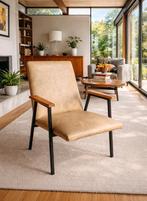 Prachtige authentieke vintage leeszetel (Meurop), Enlèvement ou Envoi, Comme neuf, Cuir, Midcentury