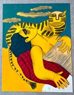 Lithographie « Femme à tigre amoureux « Corneille, Enlèvement