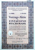 Origineel aandeel Reichswerke "Hermann Göring" 1939, Ophalen of Verzenden