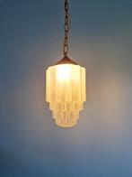 Wolkenkrabber Art Deco hanglamp in gesatineerd glas, 1920-30, Ophalen of Verzenden