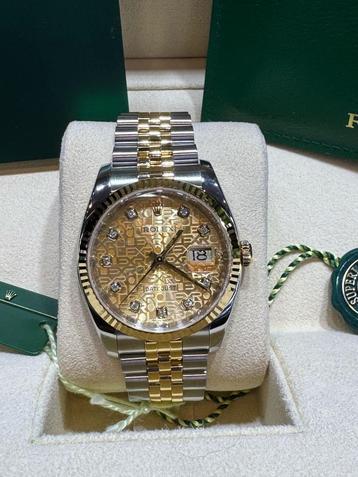Rolex datejust 36mm yellow gold/steel . gold diamond bezel beschikbaar voor biedingen