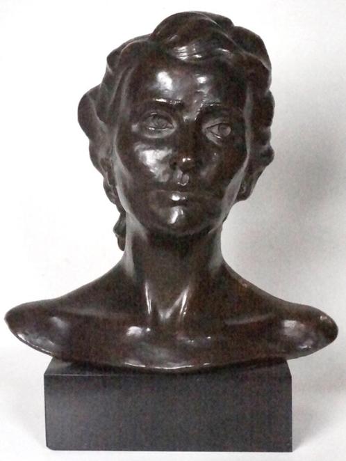 Buste de femme - bronze - Toon van Eindhoven - 1942 - 16 kg, Antiquités & Art, Curiosités & Brocante, Enlèvement