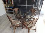 Eettafel met glazen blad  + eventueel 4 stoelen, Huis en Inrichting, Tafels | Eettafels, Ophalen, Gebruikt, Rond, Glas