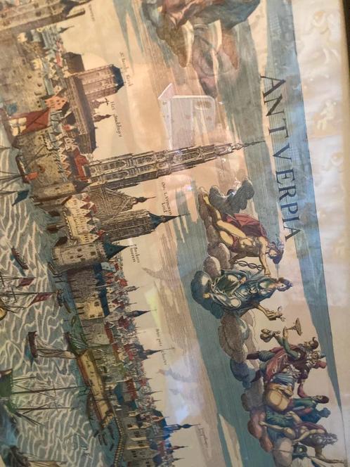 Antverpia grote kader met getekend Antwerpen, Antiek en Kunst, Kunst | Tekeningen en Fotografie, Ophalen
