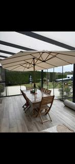 Vente table de jardin + 8 chaises + parasol, Tuin en Terras, Ophalen, Hout