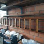 Houten uitschuifbare ladder, Doe-het-zelf en Bouw, Ladders en Trappen, Ophalen, Gebruikt, Ladder