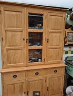 Vitrinekast teak, Huis en Inrichting, Kasten | Vitrinekasten, Ophalen, Met klep(pen)